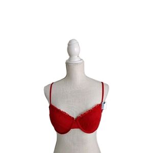 NWT Marilyn Monroe Ruffle Pushup Underwire Sexy Heart Bra Women Size 38C Red